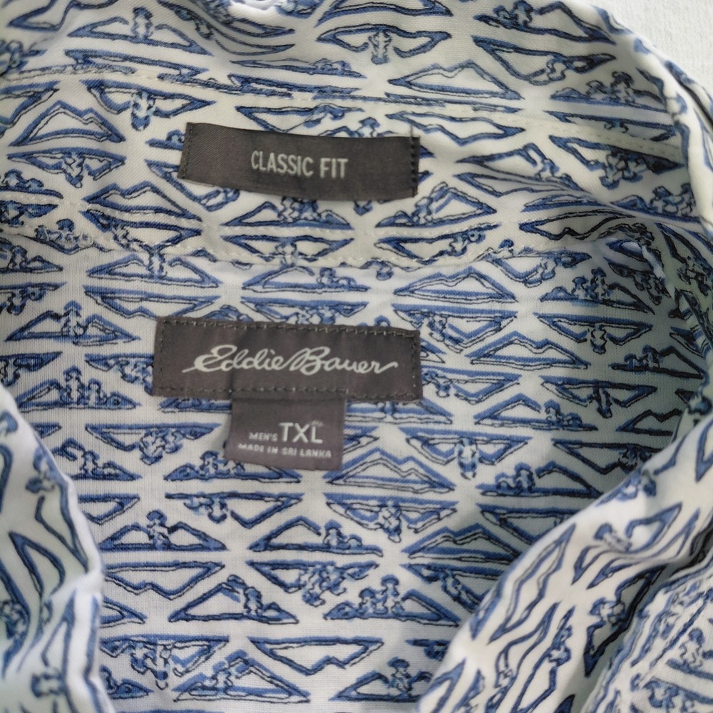 Eddie Bauer Shirt Mens XLarge Blue Classic Fit Short Sleeve Button Front Cotton - Picture 15 of 16